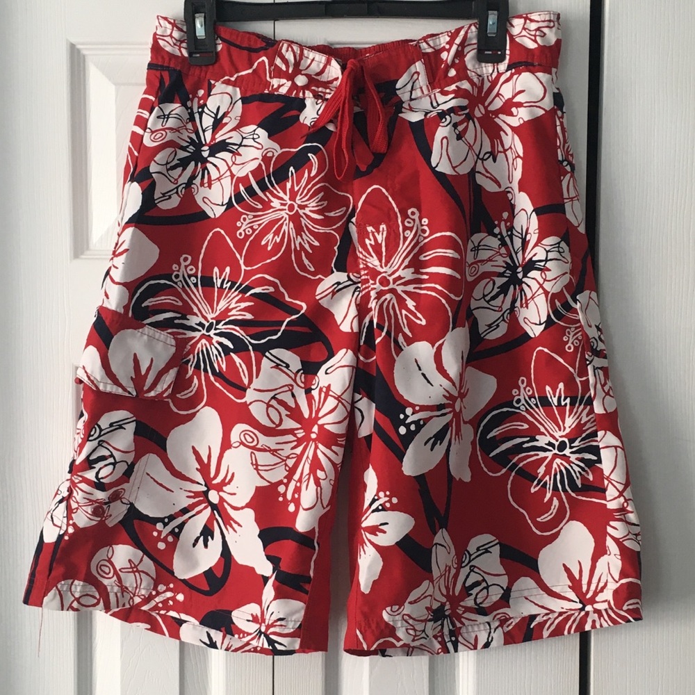 Arizona Swim Red Hawaiian Style Trunks size MED